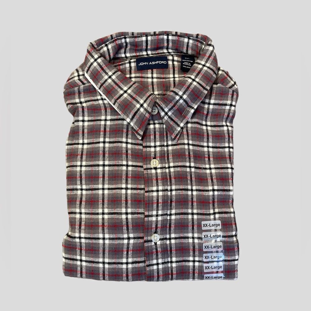 John Ashford Men's Button-Down Long-Sleeve Flannel Shirt